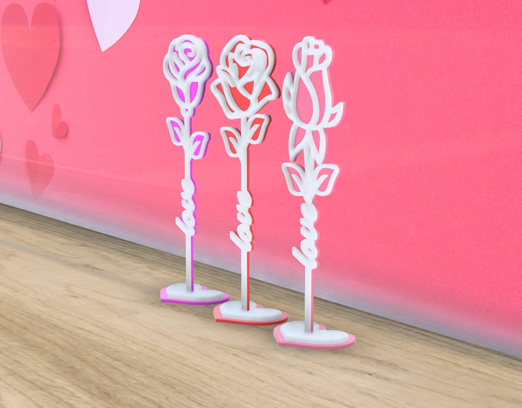 Love Flowers Set Od 3 Cveta Sa Postoljem - Dekoracija, slika 2